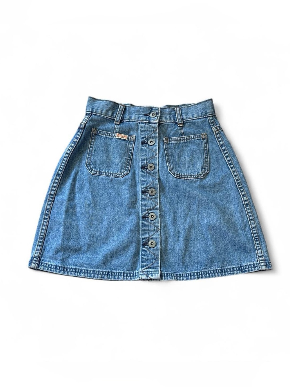 Vintage 80s 90s Bluenotes Button Front Denim Mini Skirt High Waist